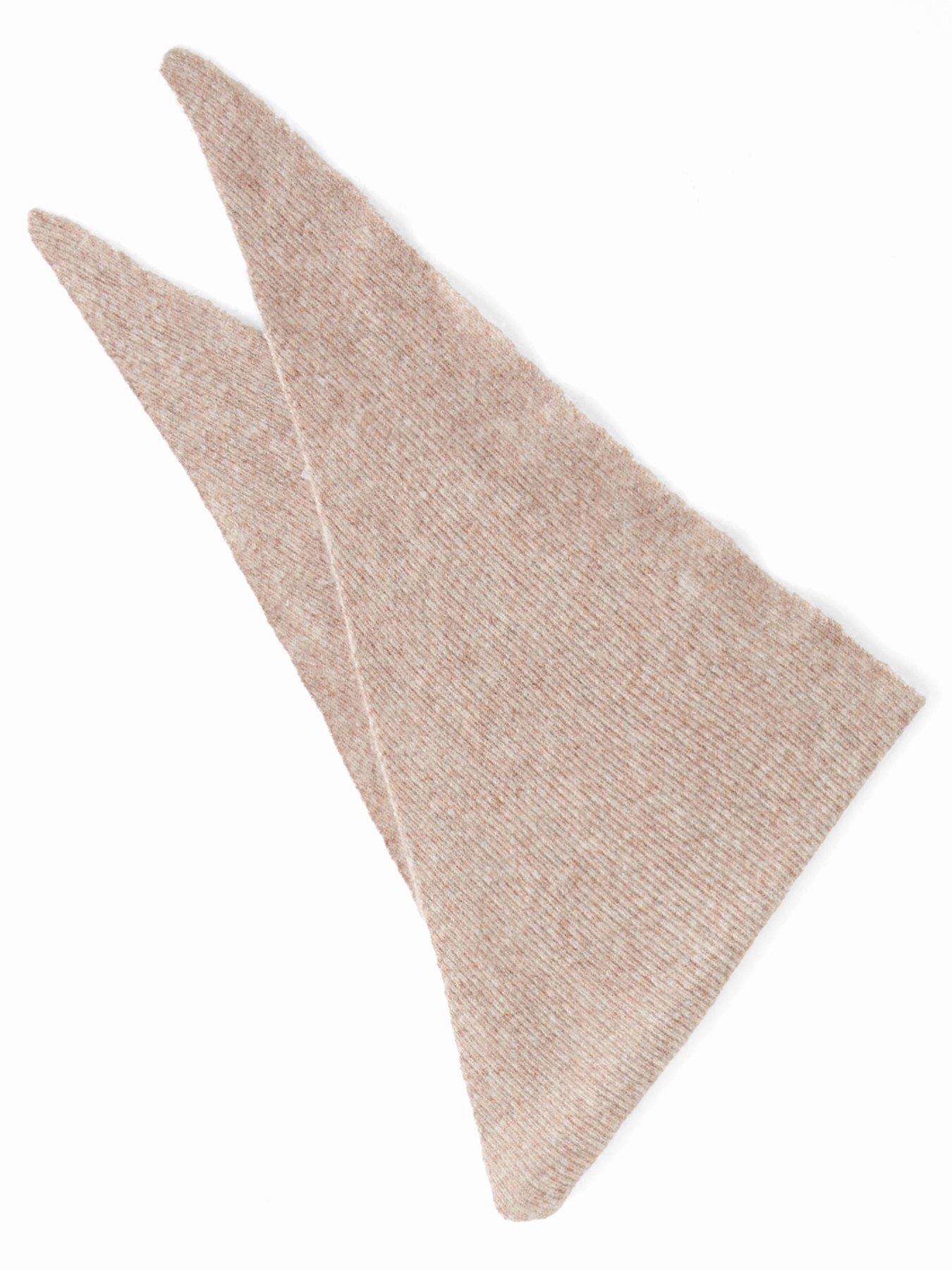 The Very Collection Knitted Ribbed Triangle Scarf With Wool - Beige | Very