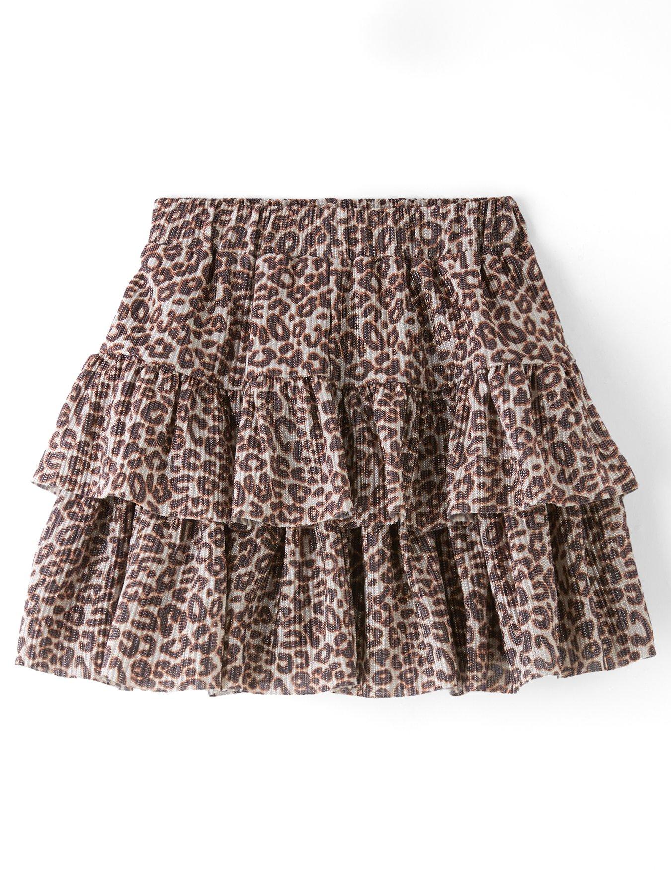 Image 1 of 4 of The Very Collection Girls Tiered Animal Sparkle Skirt - Print