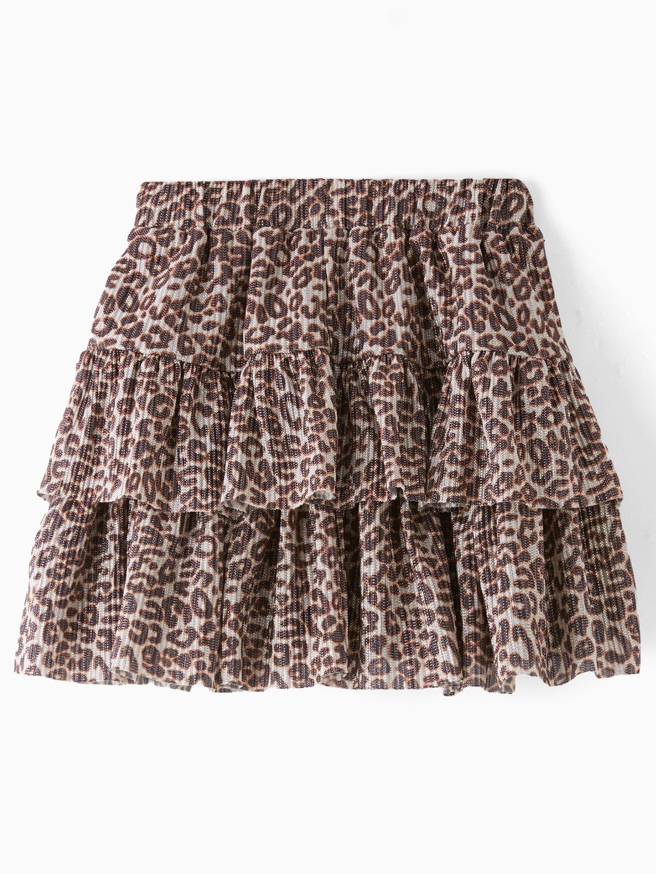 Image 2 of 4 of The Very Collection Girls Tiered Animal Sparkle Skirt - Print