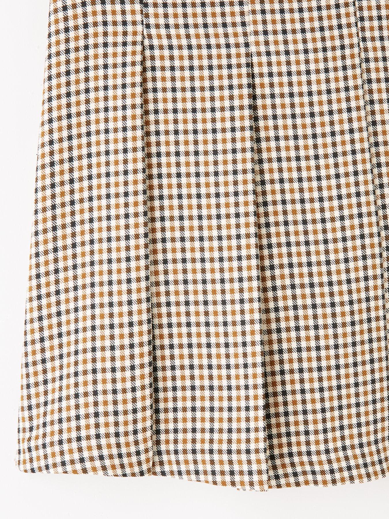 Image 5 of 5 of The Very Collection Girls Check Skirt with Buckle Detail - Brown