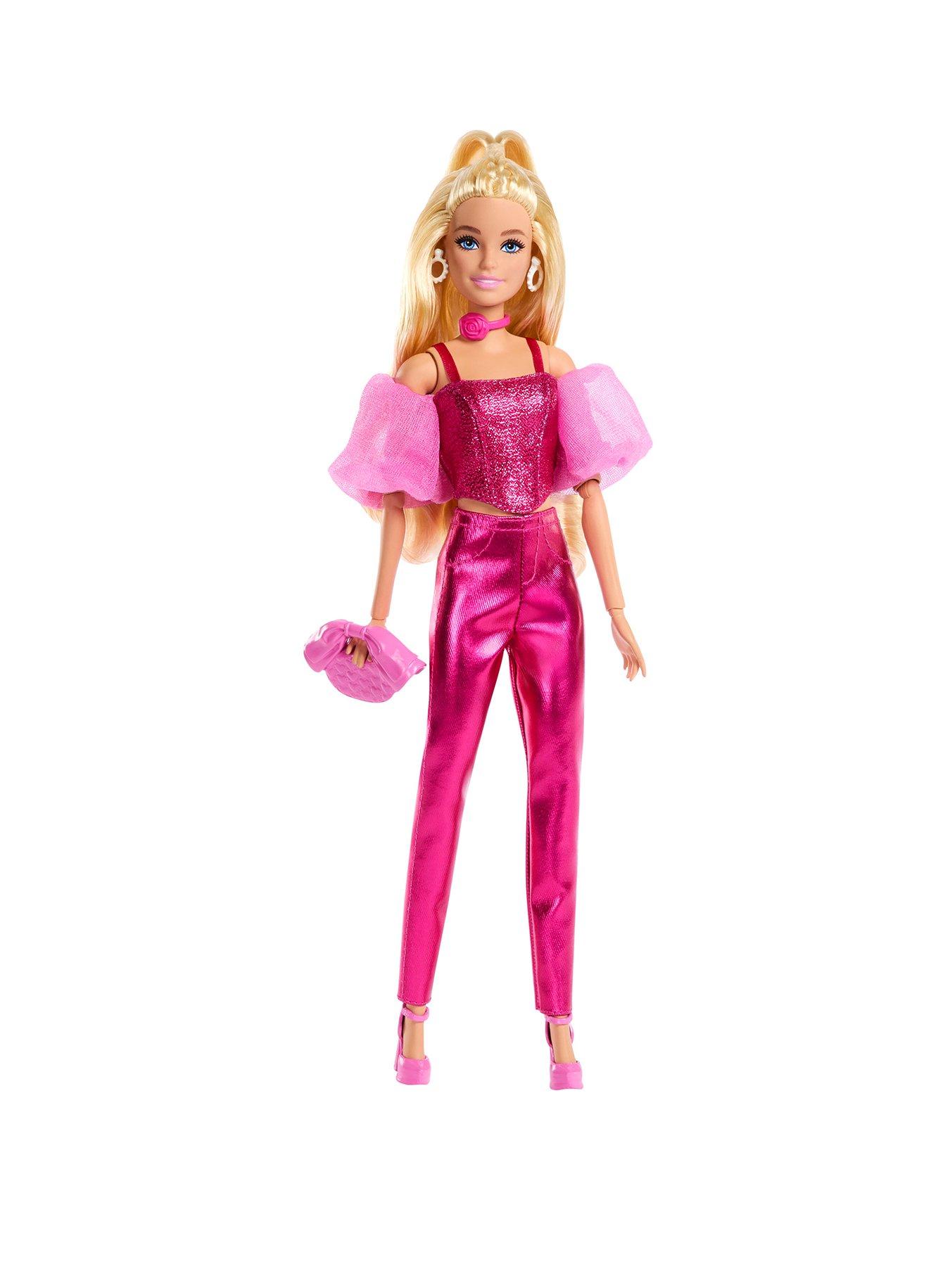 Image 1 of 6 of Barbie Deluxe Style Fashion Doll #5 in Metallic Pink Outfit with Corset Top and Accessories, Blonde