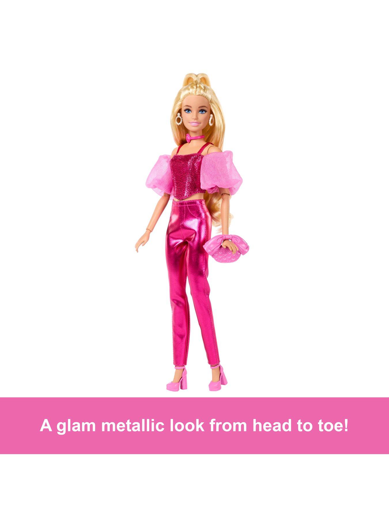 Image 2 of 6 of Barbie Deluxe Style Fashion Doll #5 in Metallic Pink Outfit with Corset Top and Accessories, Blonde