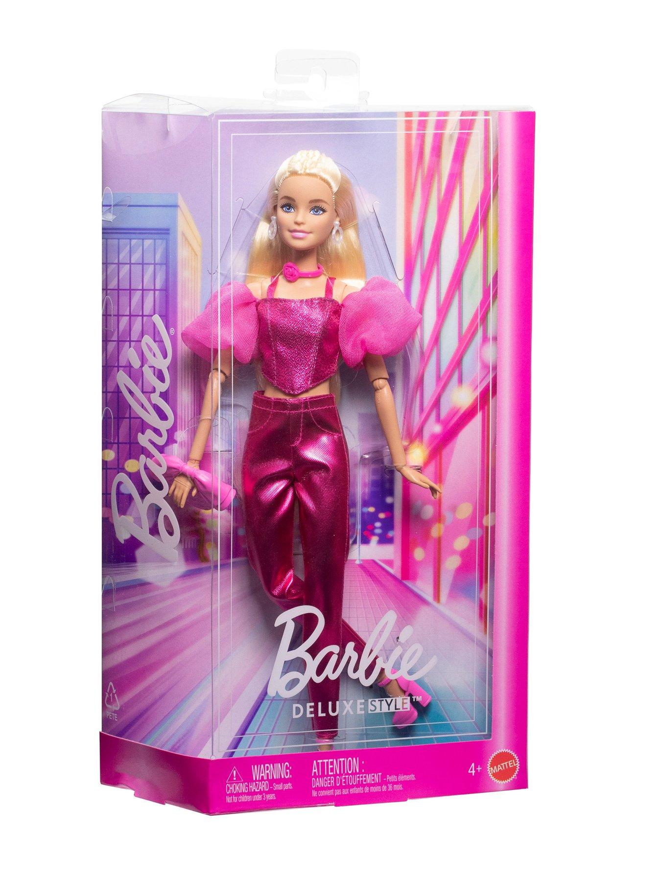 Image 5 of 6 of Barbie Deluxe Style Fashion Doll #5 in Metallic Pink Outfit with Corset Top and Accessories, Blonde