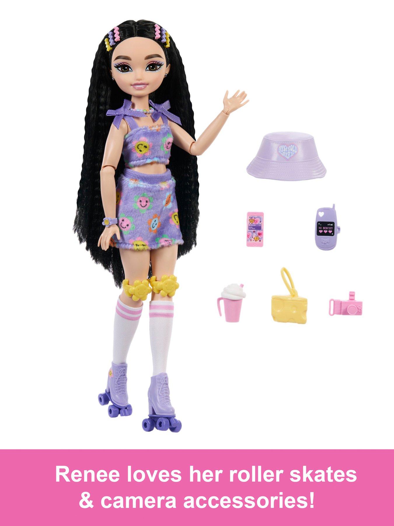 Image 2 of 5 of Dream Besties Barbie Renee Roller Skating Fashion Doll with 12 Video & Food Themed Accessories