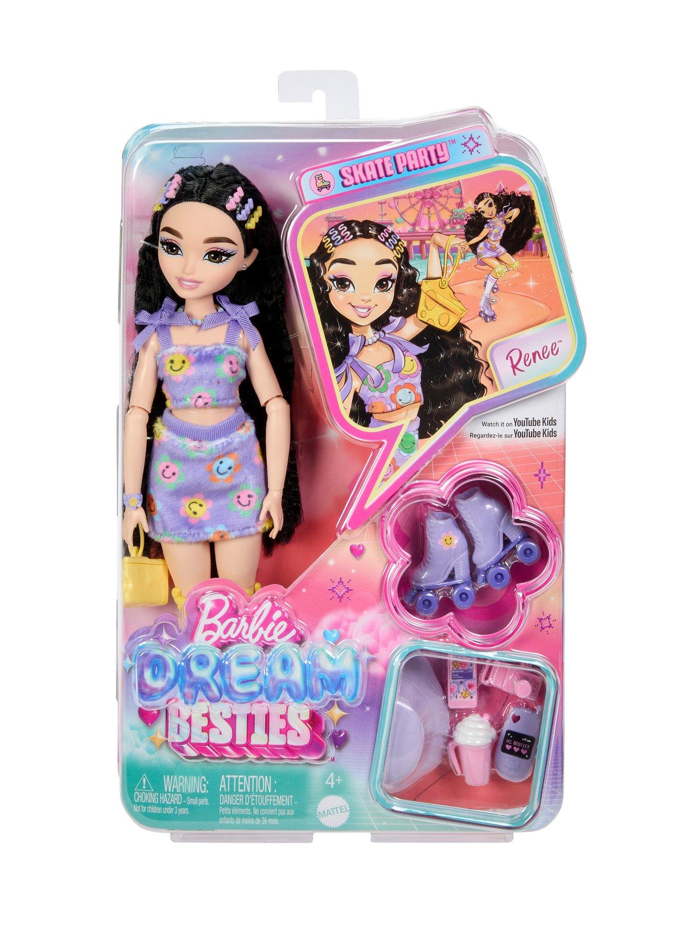Image 5 of 5 of Dream Besties Barbie Renee Roller Skating Fashion Doll with 12 Video & Food Themed Accessories