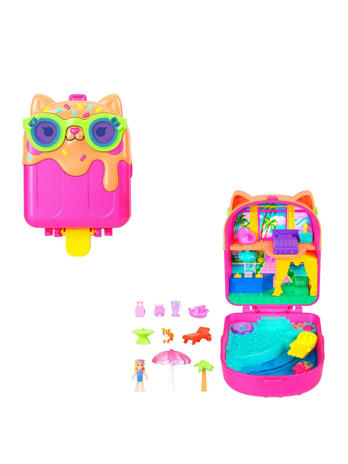 undefined Kitty Popsicle Resort Compact Playset with 1 Micro Doll and Pet Puppy, Travel Toy with Themed Accessories