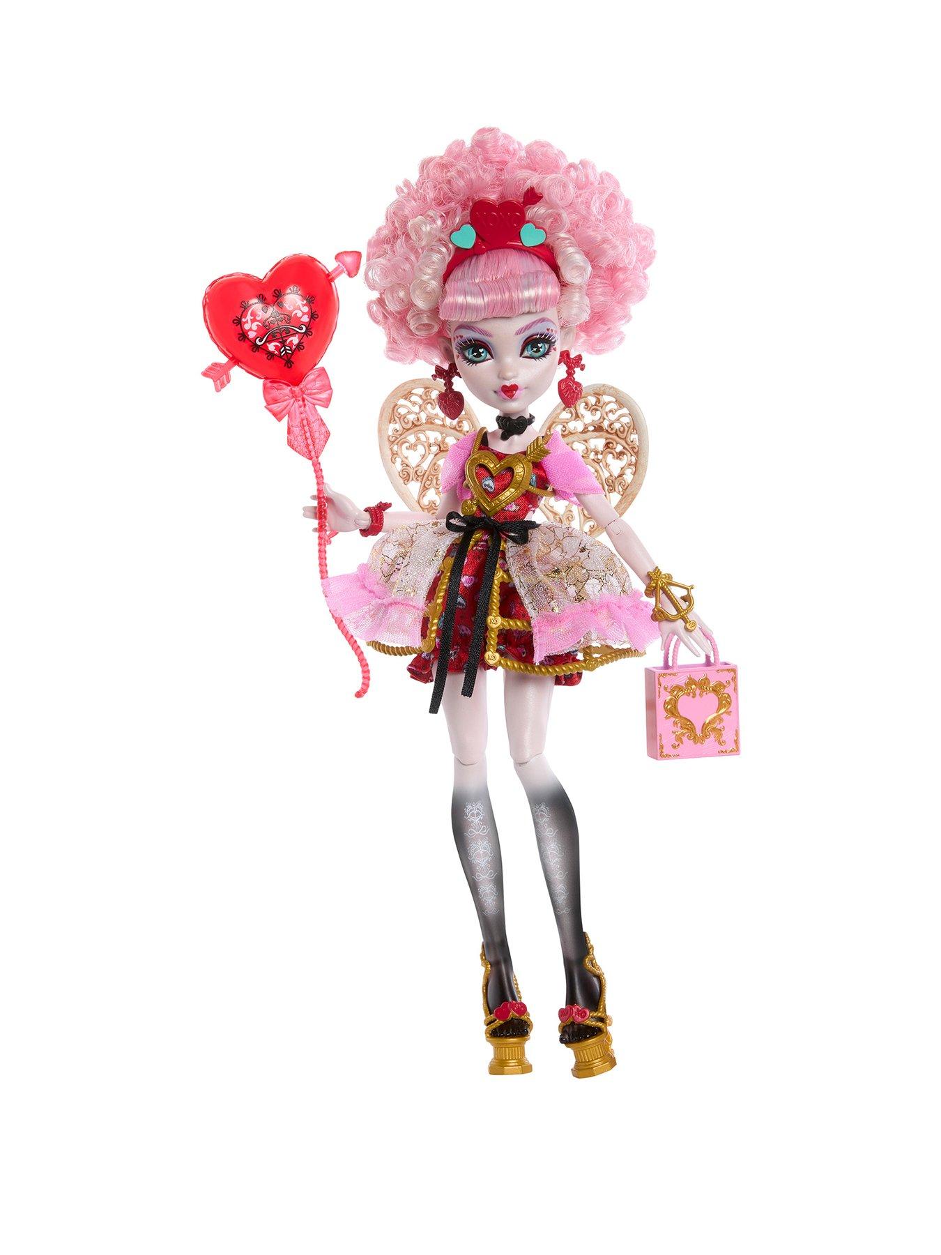 Image 1 of 8 of Monster High Scary Sweet Birthday Cupid Asteria Doll in Party Dress with Balloon &amp; Gift