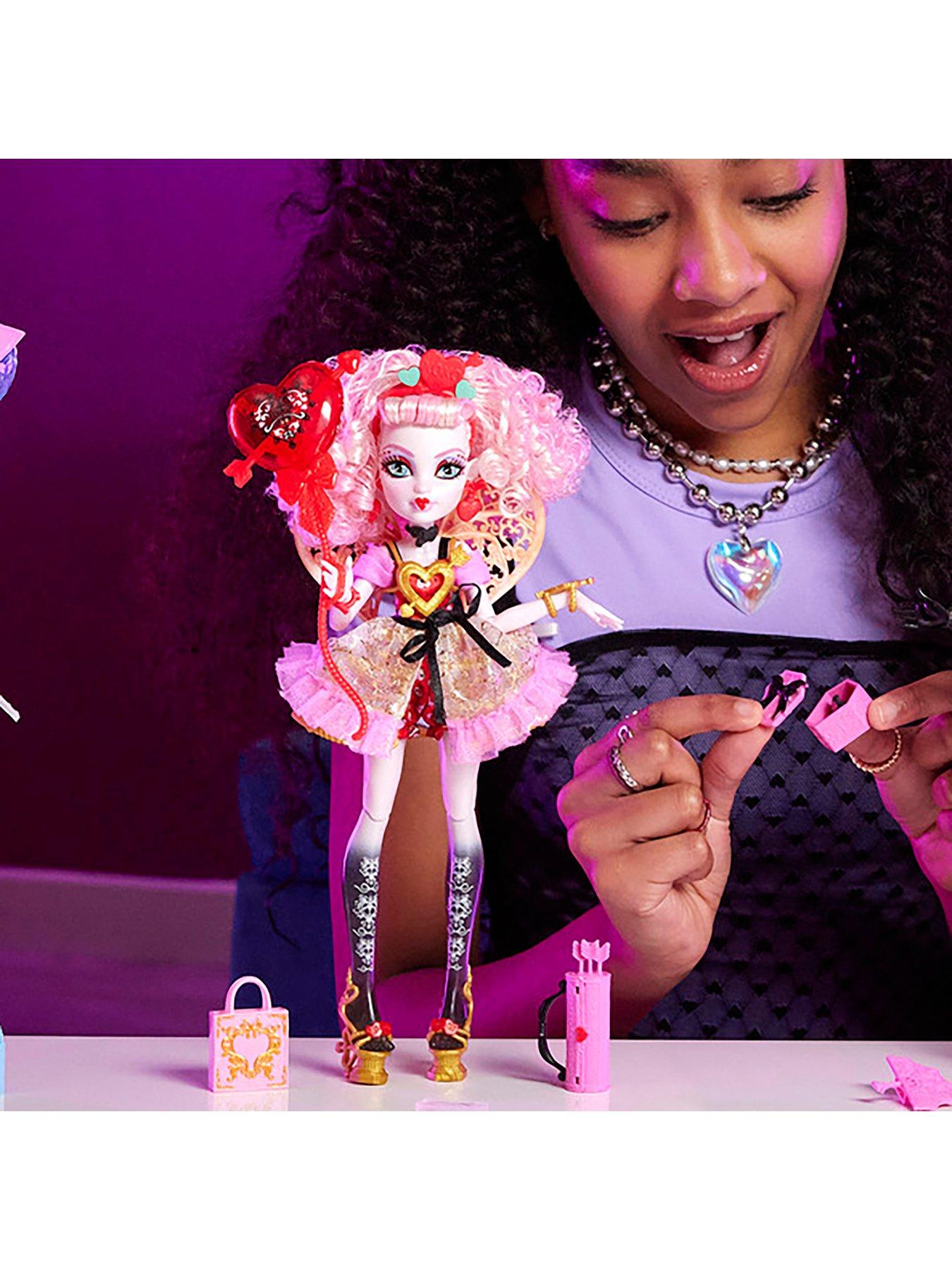 Image 2 of 8 of Monster High Scary Sweet Birthday Cupid Asteria Doll in Party Dress with Balloon &amp; Gift