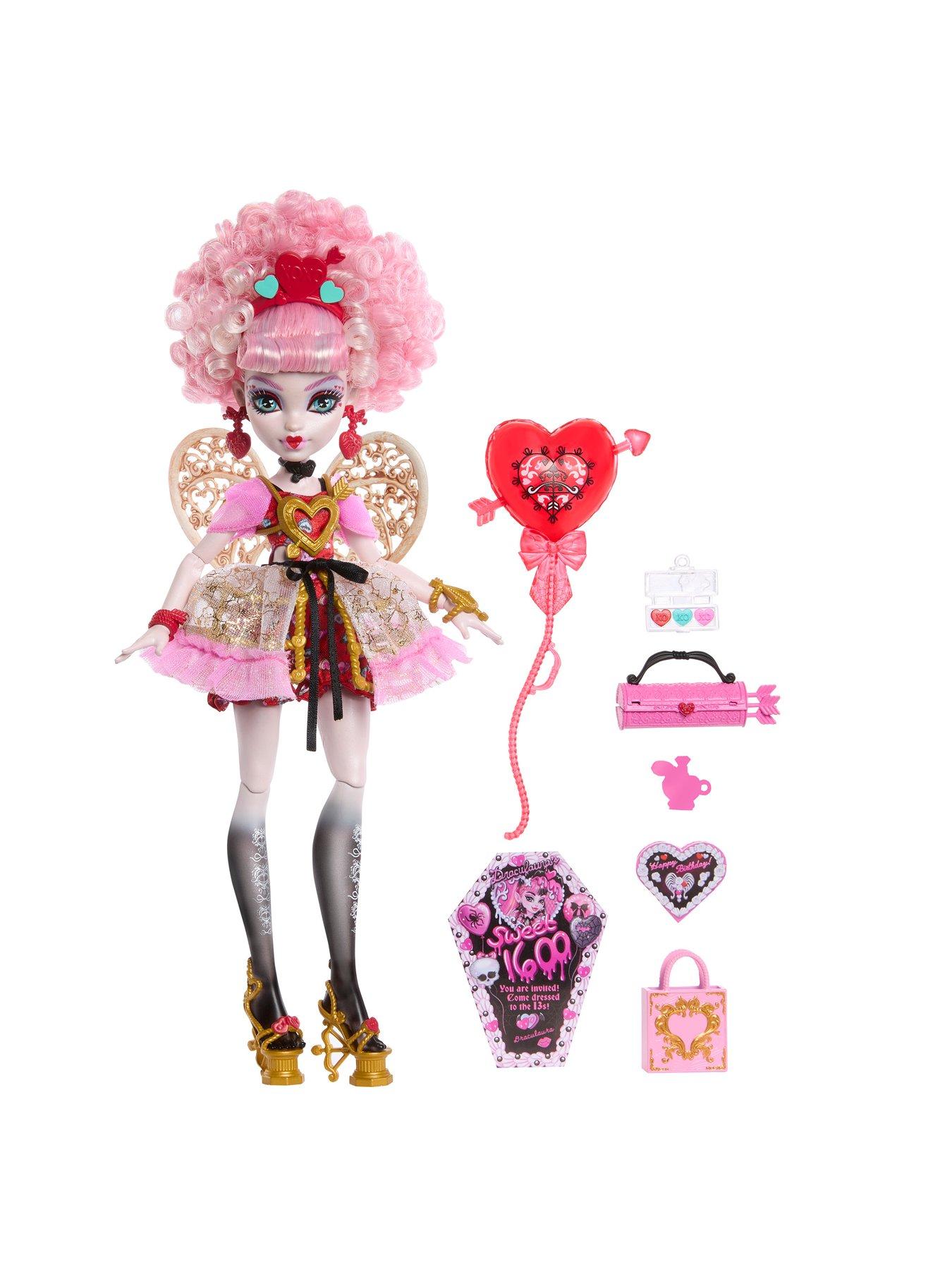 Image 3 of 8 of Monster High Scary Sweet Birthday Cupid Asteria Doll in Party Dress with Balloon &amp; Gift