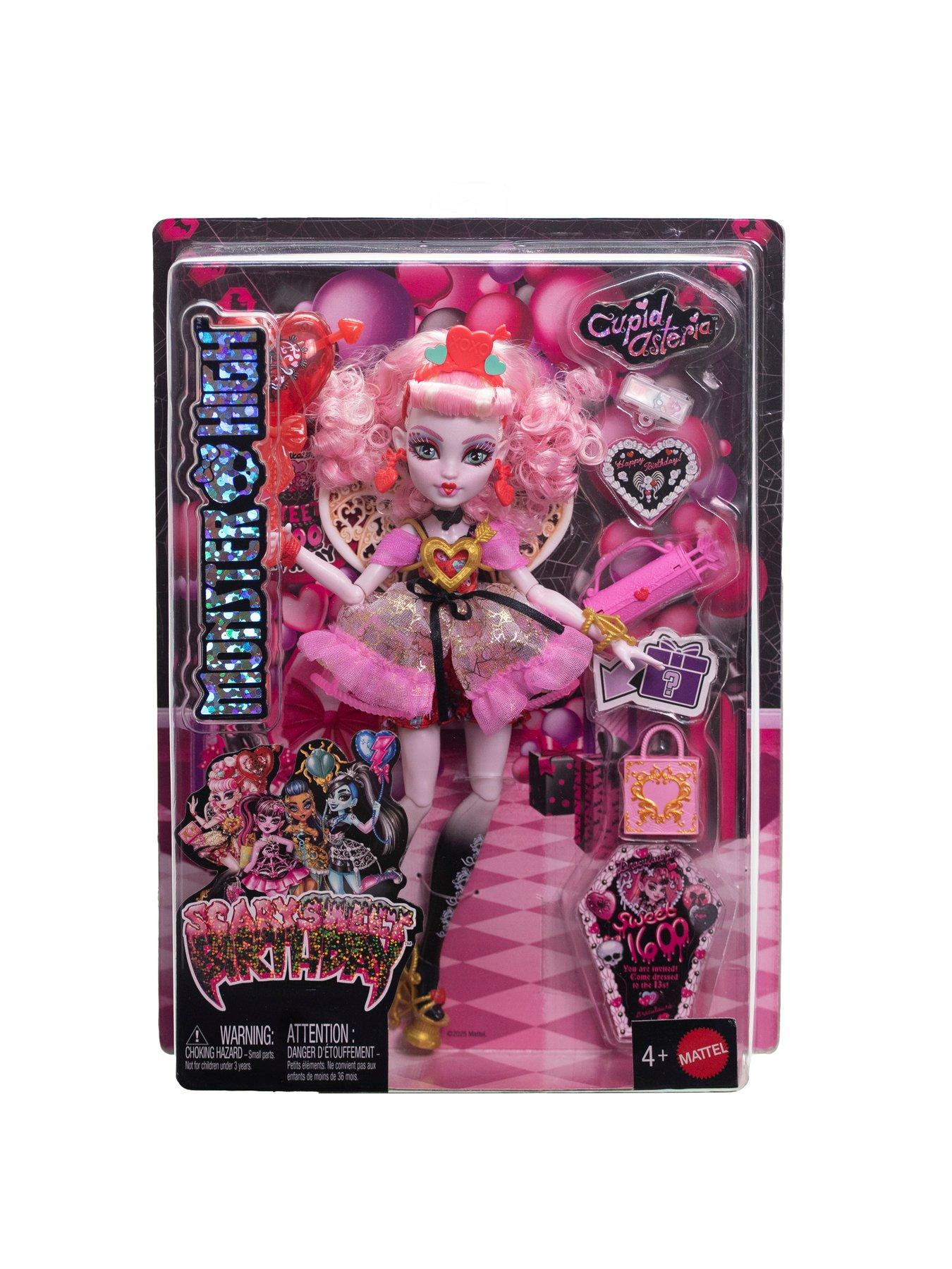 Image 7 of 8 of Monster High Scary Sweet Birthday Cupid Asteria Doll in Party Dress with Balloon &amp; Gift
