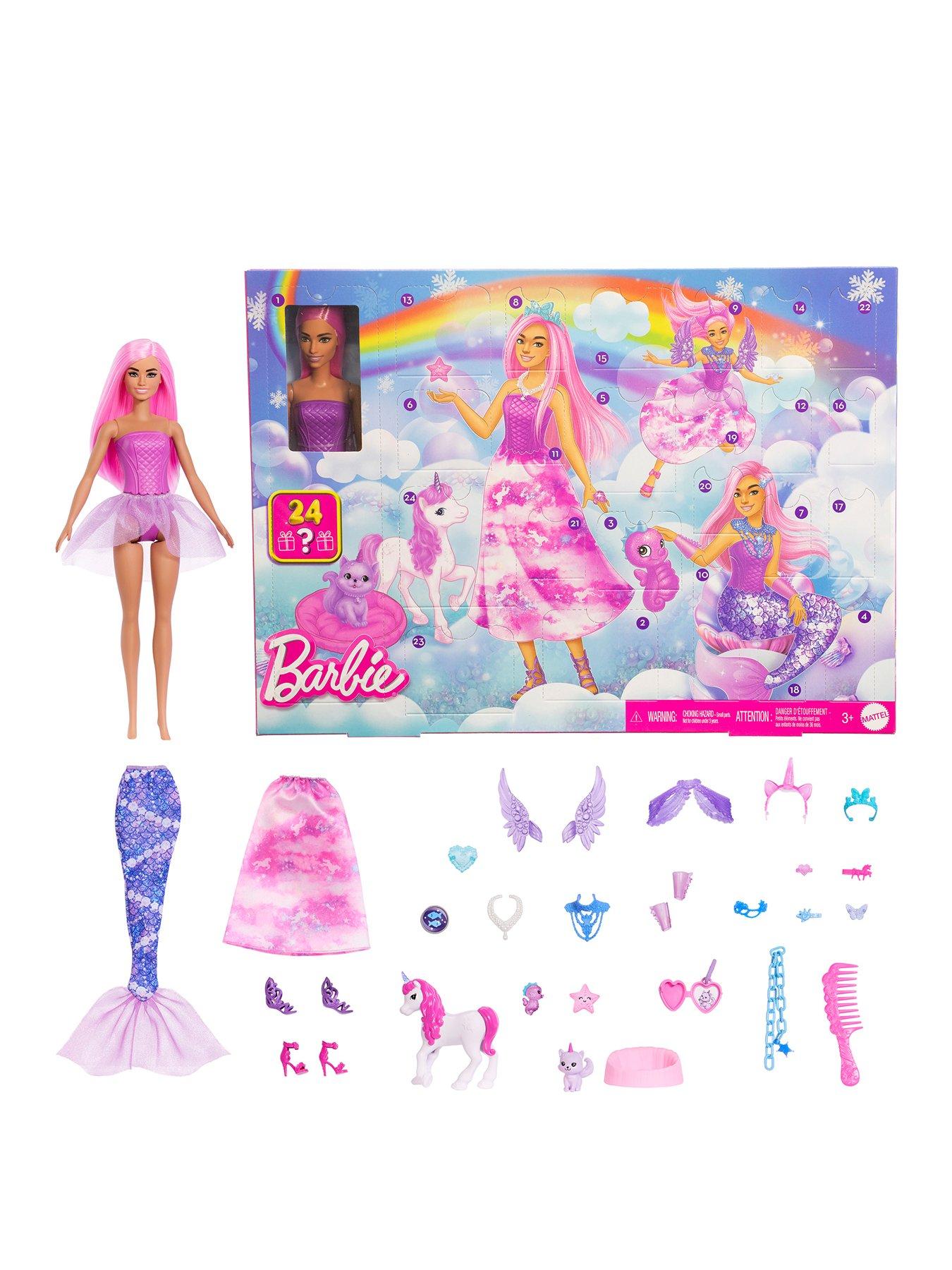 undefined Barbie Advent Calendar with Fashion Doll  &  24 Surprise Toy Accessories Including Unicorn  &  Pets