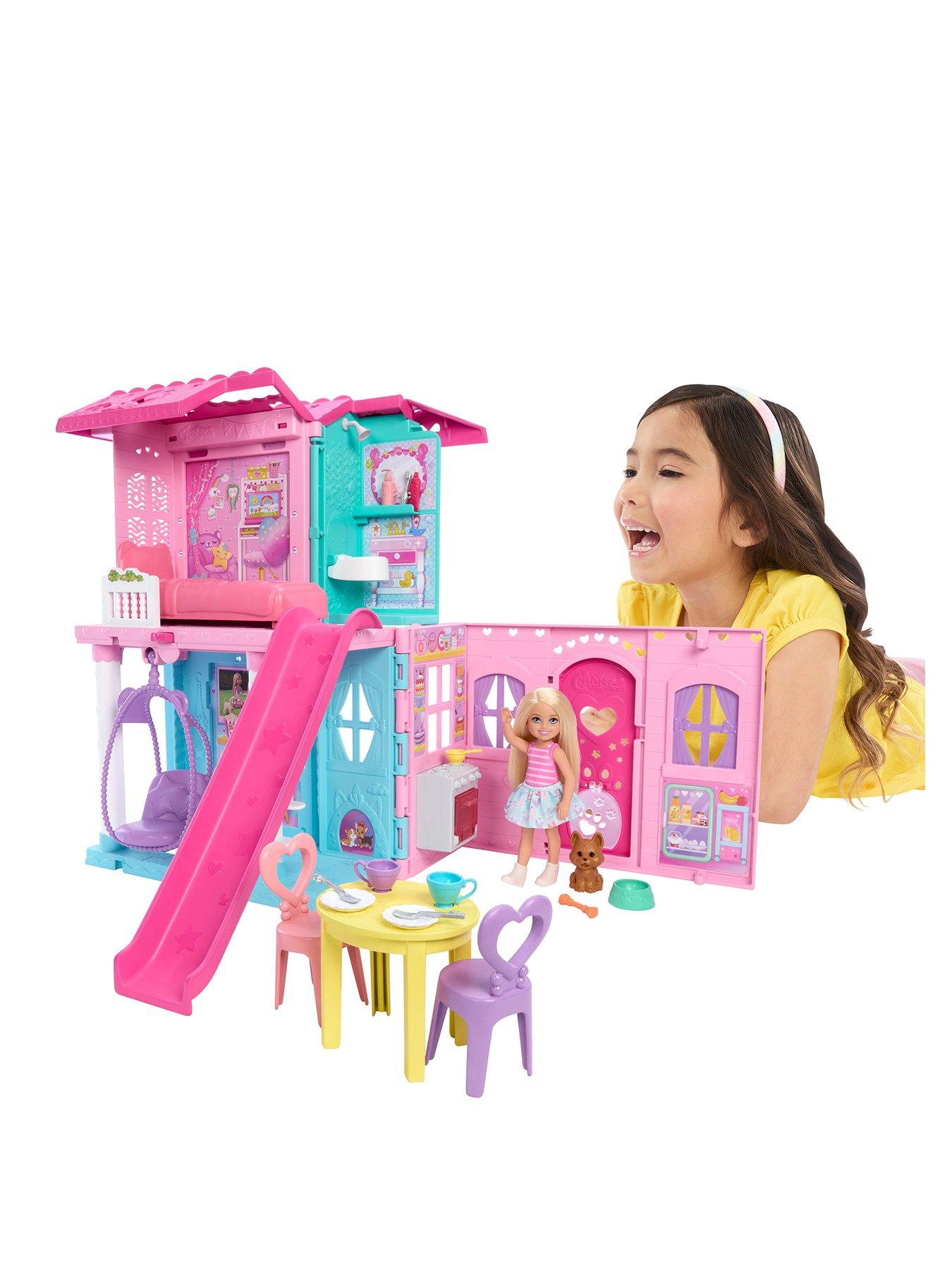 Barbie Chelsea Pop-Up Doll House with Doll  &  15+ Accessories, House Expands to 17+ x 13+ inches