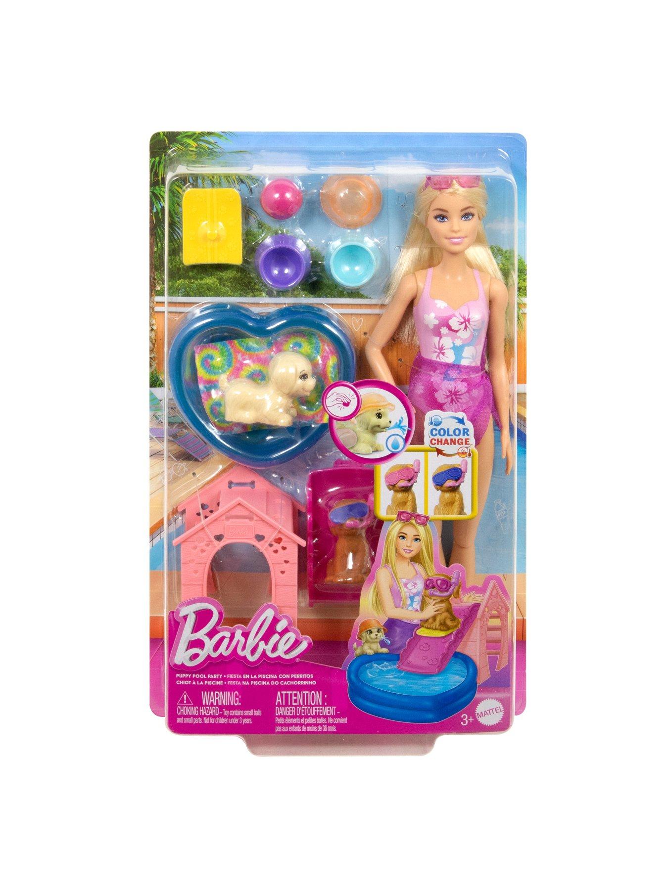 Image 6 of 6 of Barbie Puppy Pool Party Playset with Doll, Pool, Doghouse &amp; Slide, 2 Pet Figures &amp; 6 Accessories