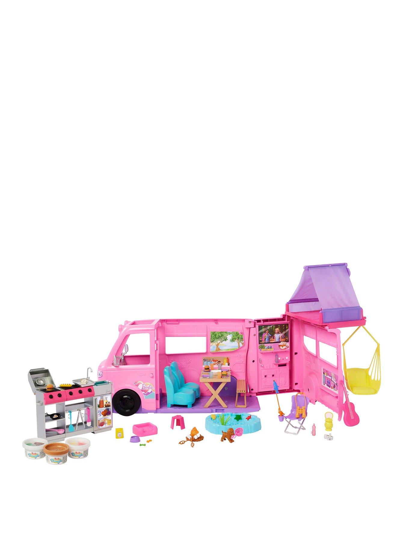 Barbie Dream Camper Playset with Roof Tent, BBQ Grill with Colour