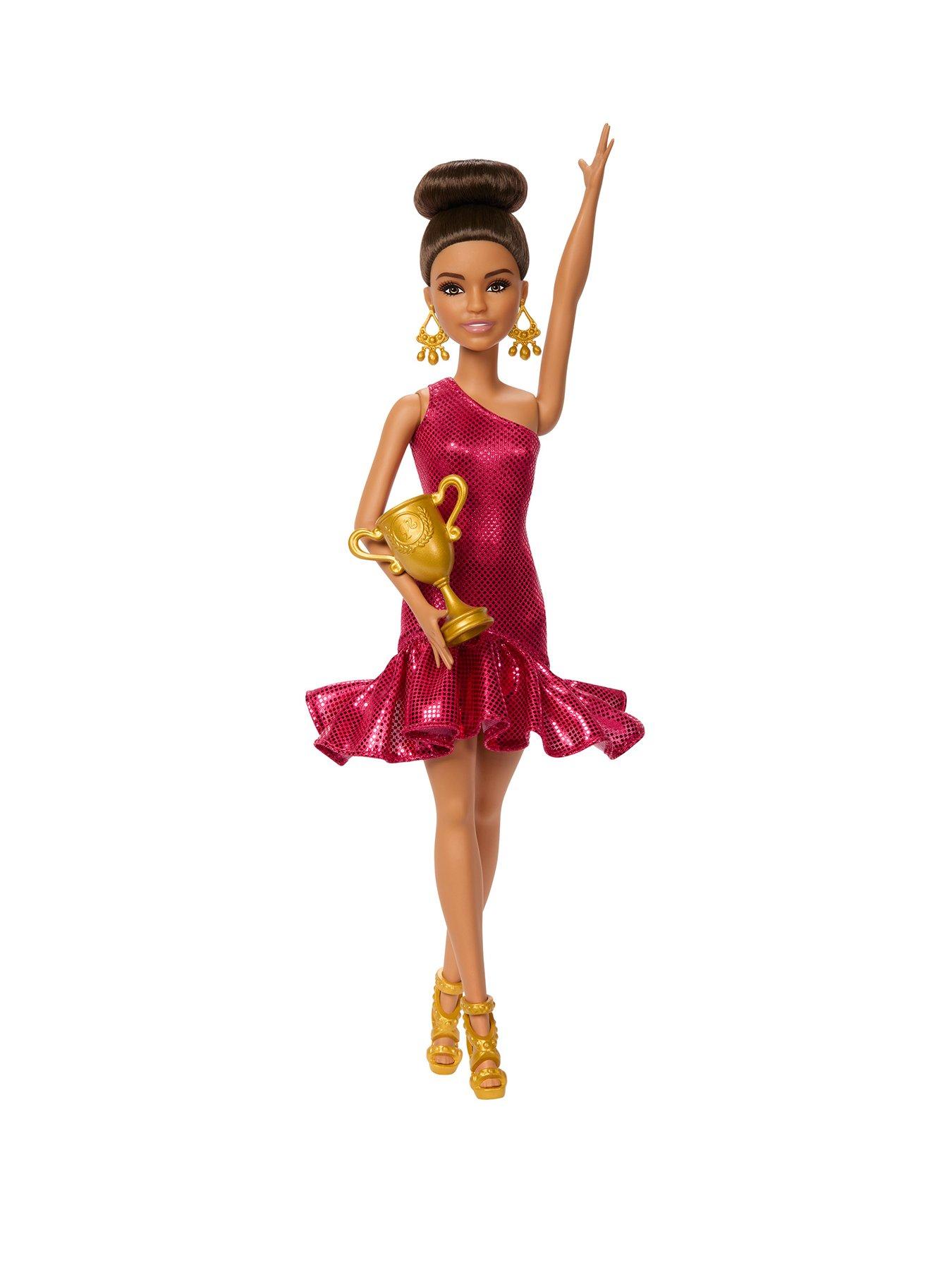 Barbie Ballroom Dancer Fashion Doll with Brown Styled Hair, Dancing Trophy Accessory