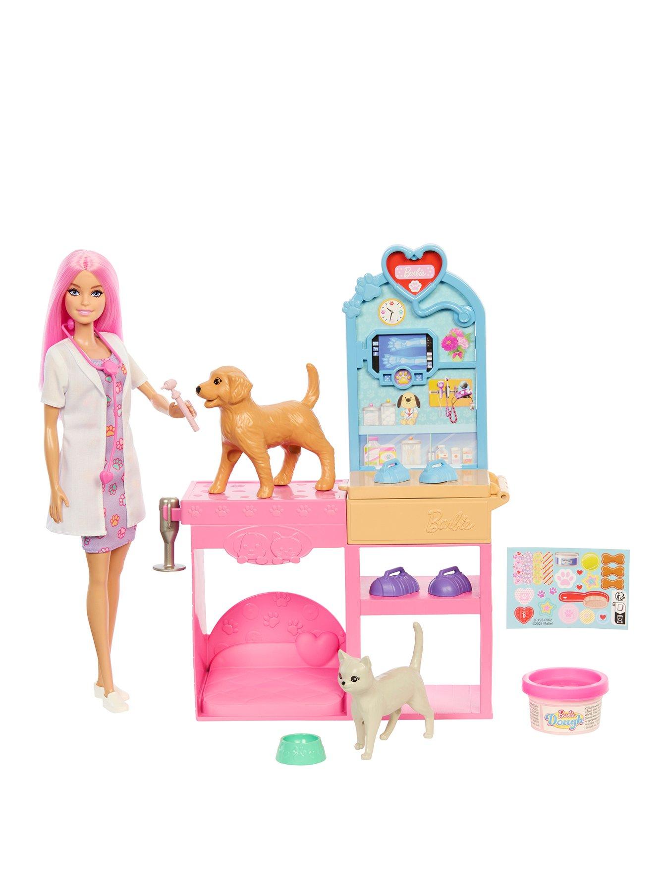 undefined Fast Cast Veterinarian Clinic Playset with Pink Colored Hair Fashion Doll, Vet Furniture & 10+ Accessories