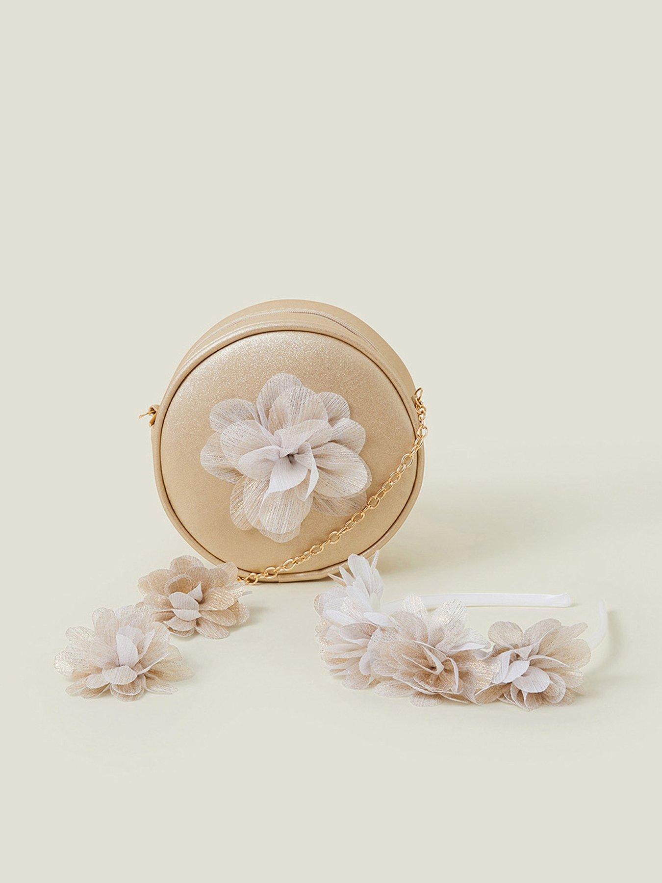 undefined Girls Round Flower Bag Set - Gold