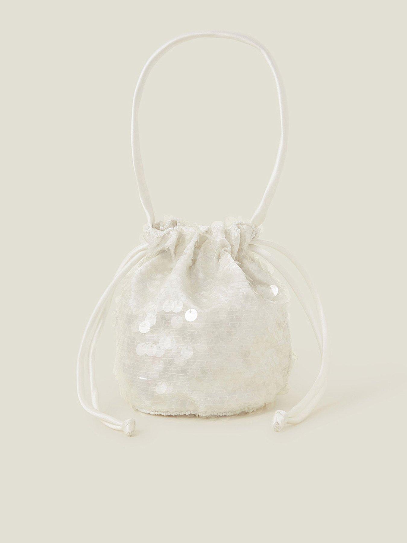 undefined Girls Sequin Pouch Bag - Light Cream