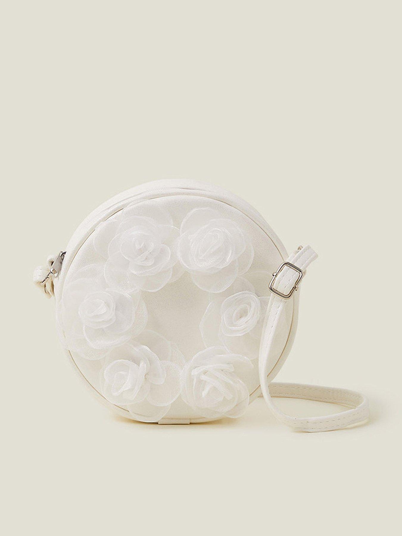 undefined Girls Round Flower Bag - Light Cream