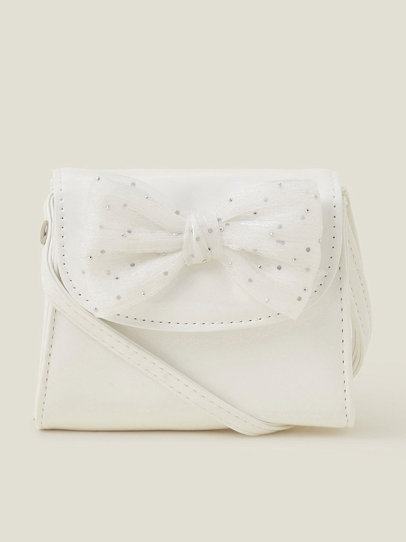undefined Girls Patent Bow Bag - Light Cream