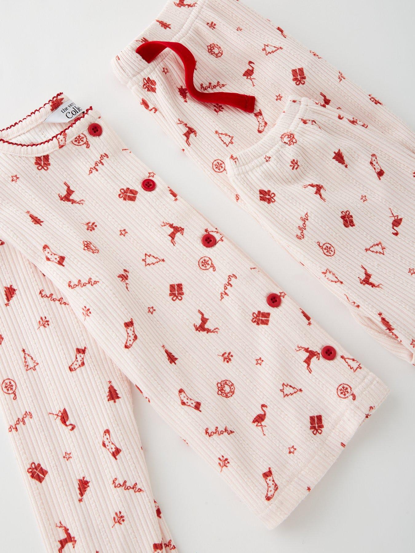 Image 4 of 5 of The Very Collection Girls Mini Me Family Christmas Pj Pointelle Henley And Jogger Set - Pink
