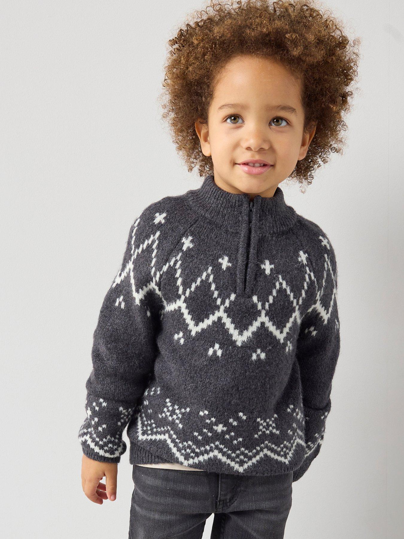 The Very Collection Boys Fairsile Half Zip Knitted Jumper - Grey