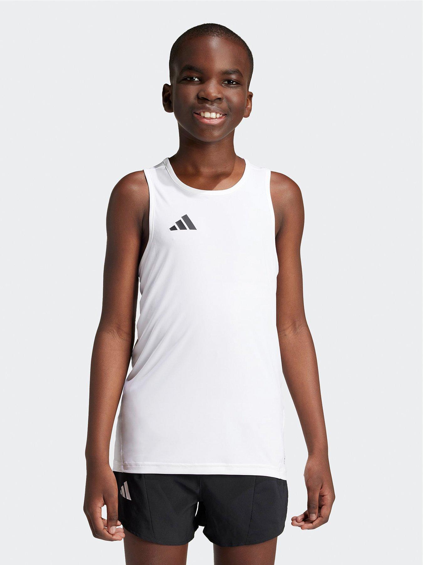 undefined Boys Junior Running Team Vest - White
