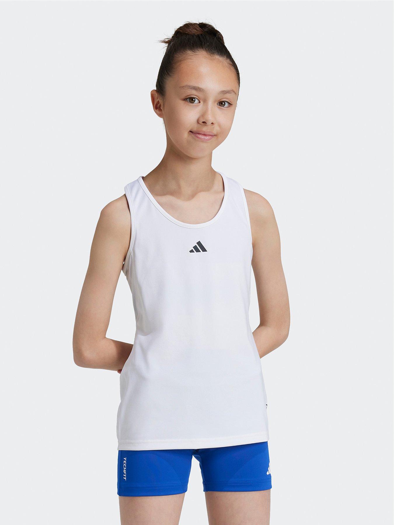 undefined Girls Junior Training Tech Fit Tank - White