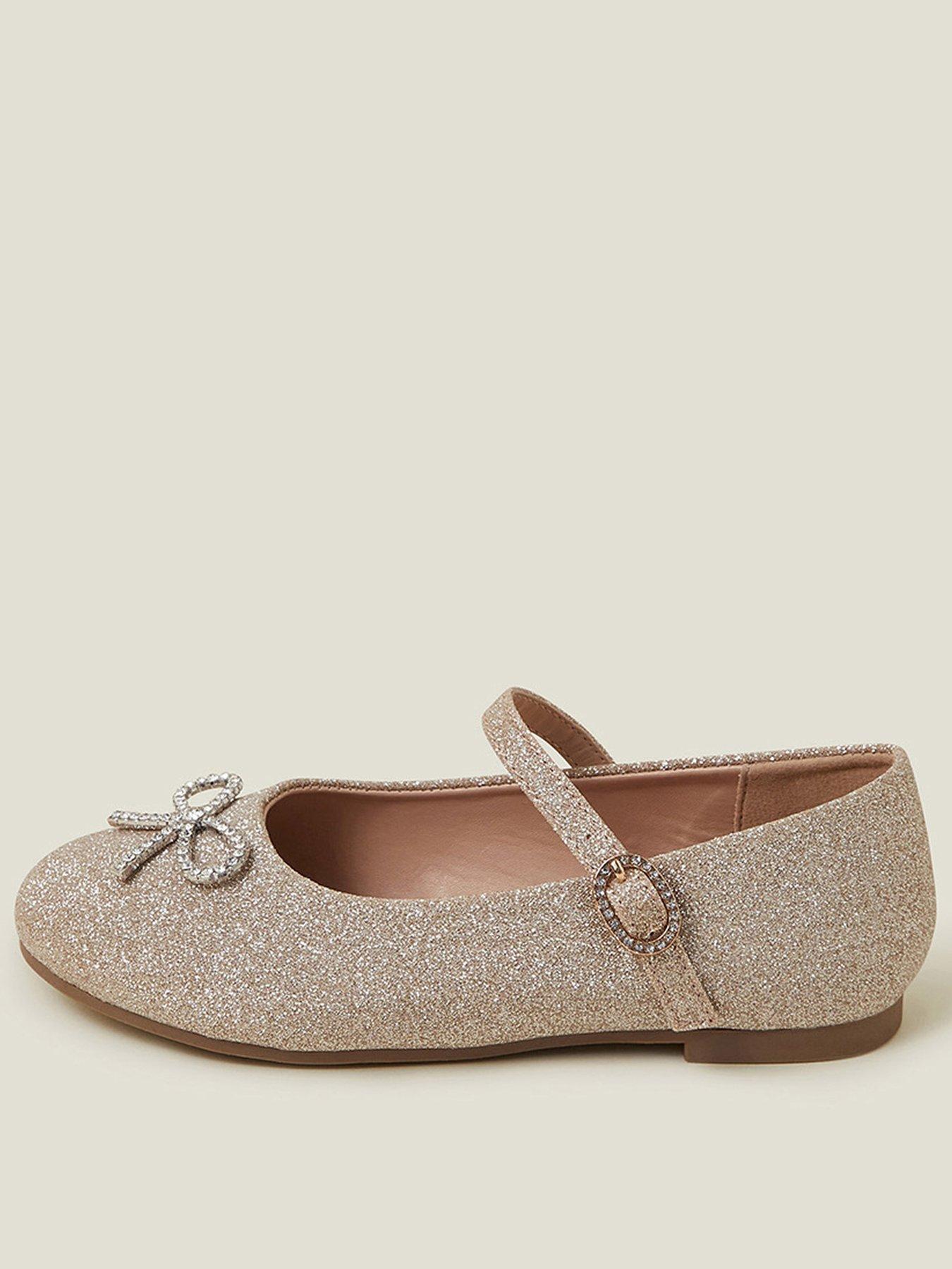 undefined Girls Bling Bow Slipper Shoes - Gold
