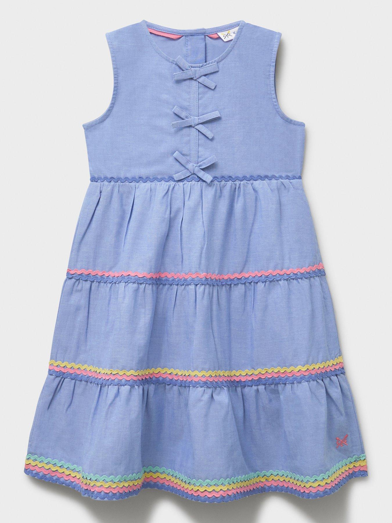Crew Clothing Girls Cotton-chambray Ric Rac Midi Dress - Blue