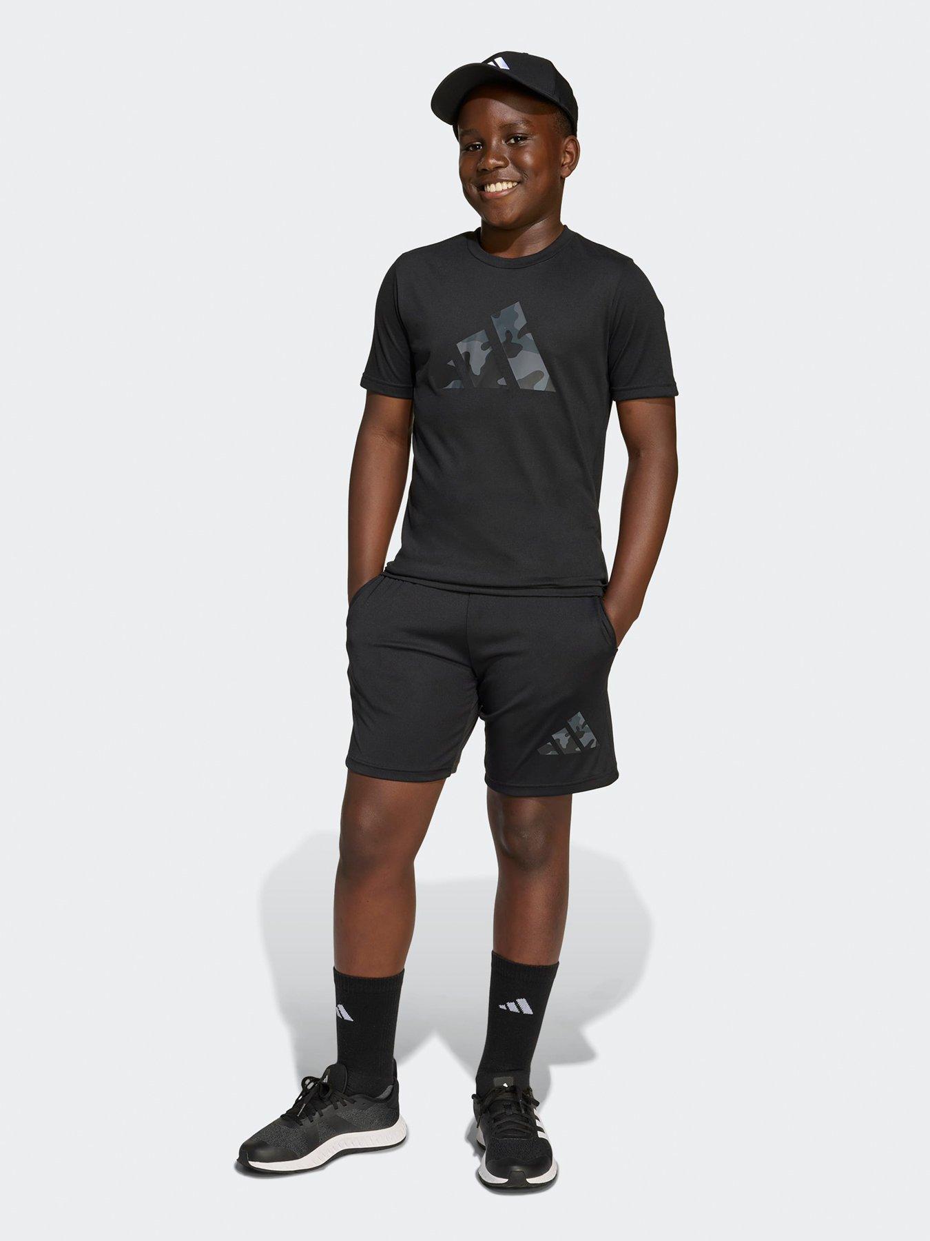 Image 3 of 5 of adidas Unisex Junior Training Essentials Print T-Shirt &amp; Short Set - Black