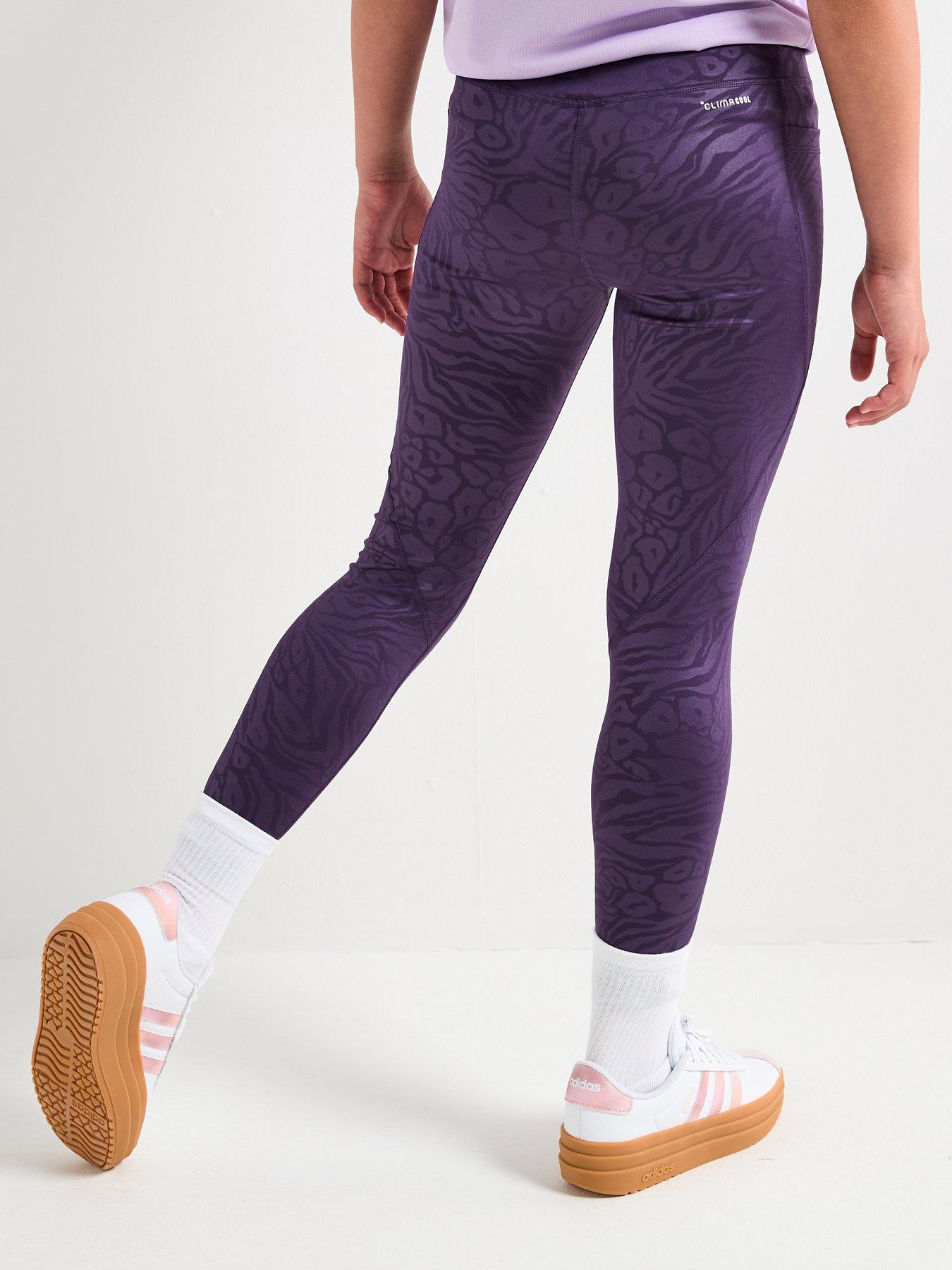 Image 2 of 6 of adidas Girls Junior Training Optime Print Tights - Purple