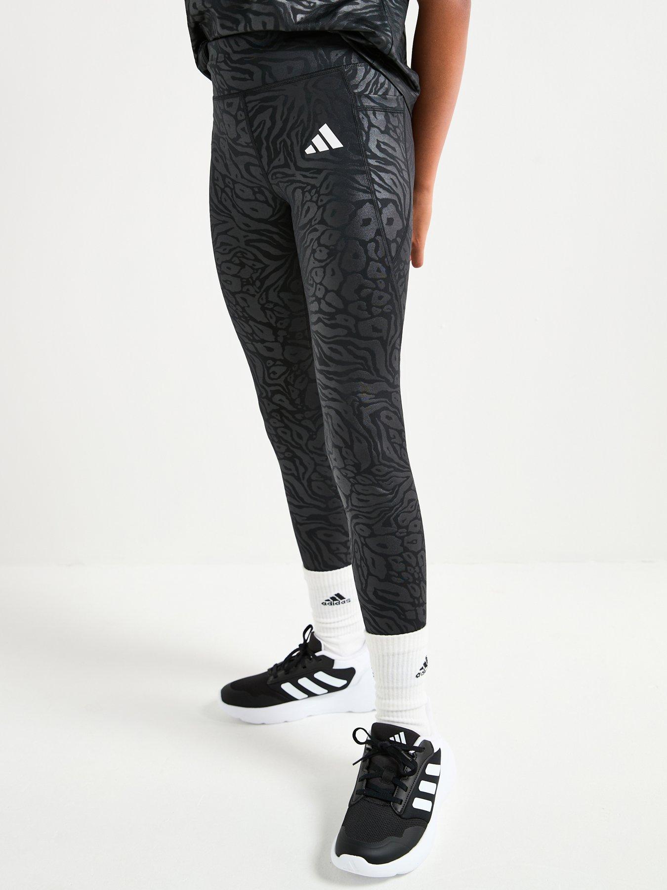 adidas Girls Junior Training Optime Print Tights - Black