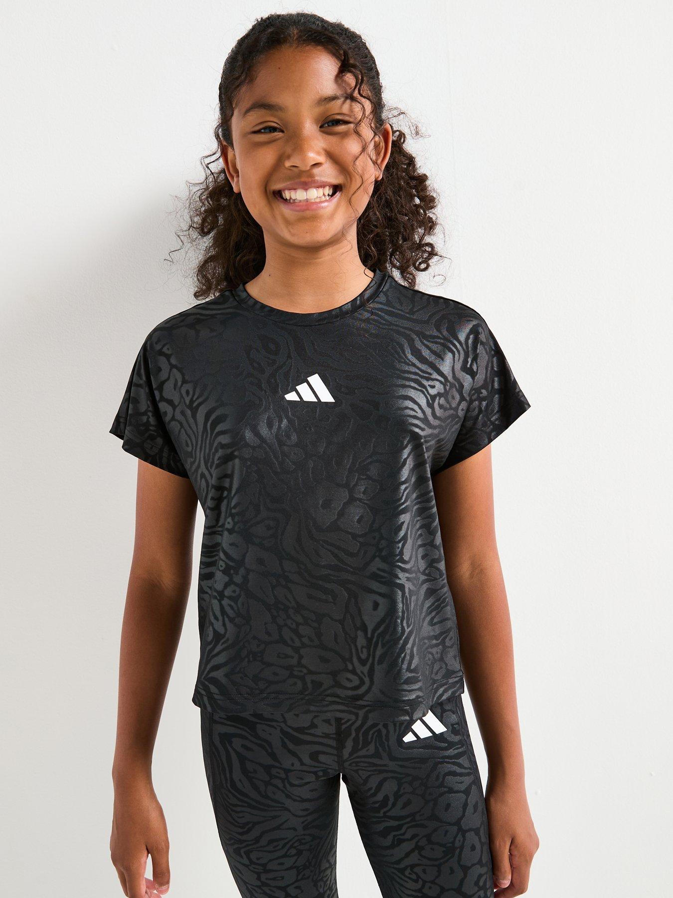 adidas Girls Junior Training Print T-Shirt - Black
