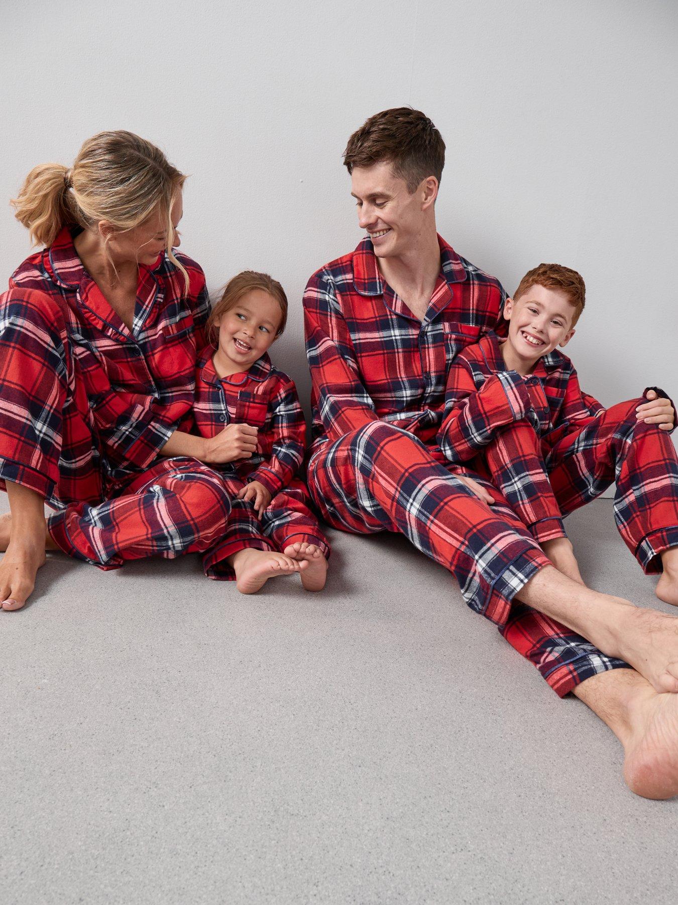 The Very Collection Kids Family Christmas Pj Check Flannel Revere Set - Red