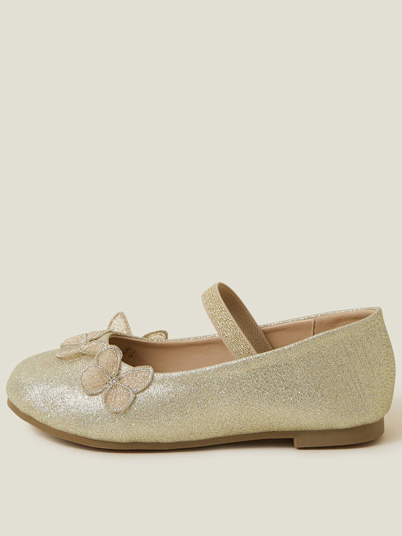 undefined Girls Butterfly Ballerina Shoes - Gold