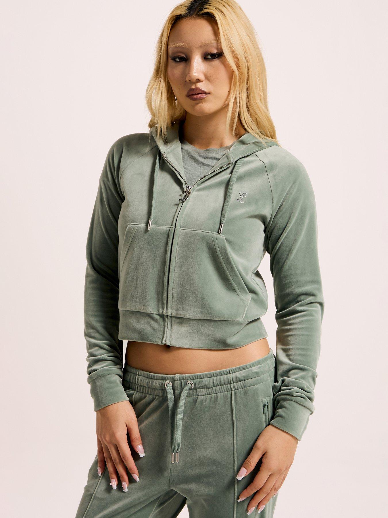 undefined Classic Velour Hoodie With Logo - Green