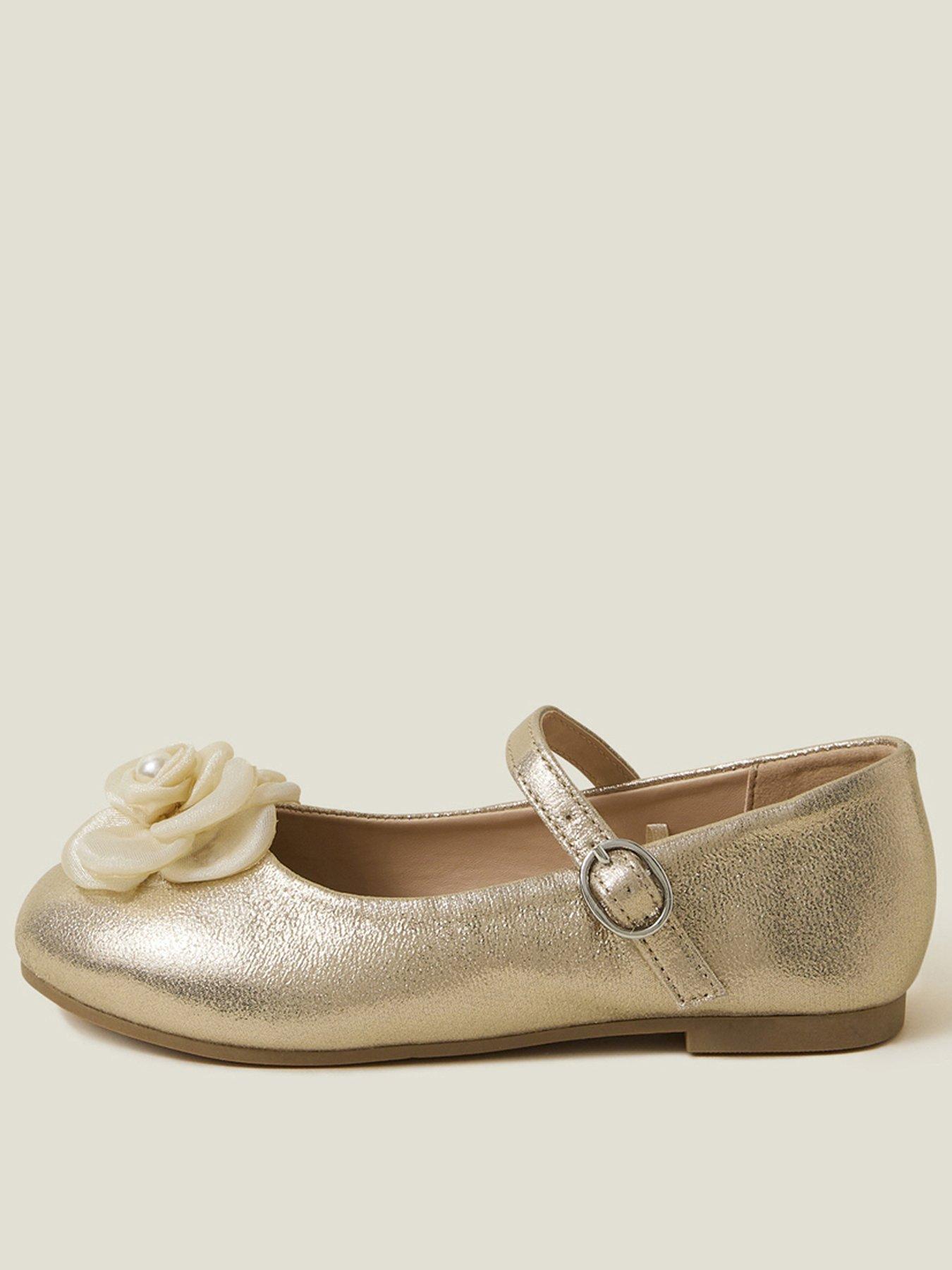 undefined Girls Flower Ballerina Shoes - Gold