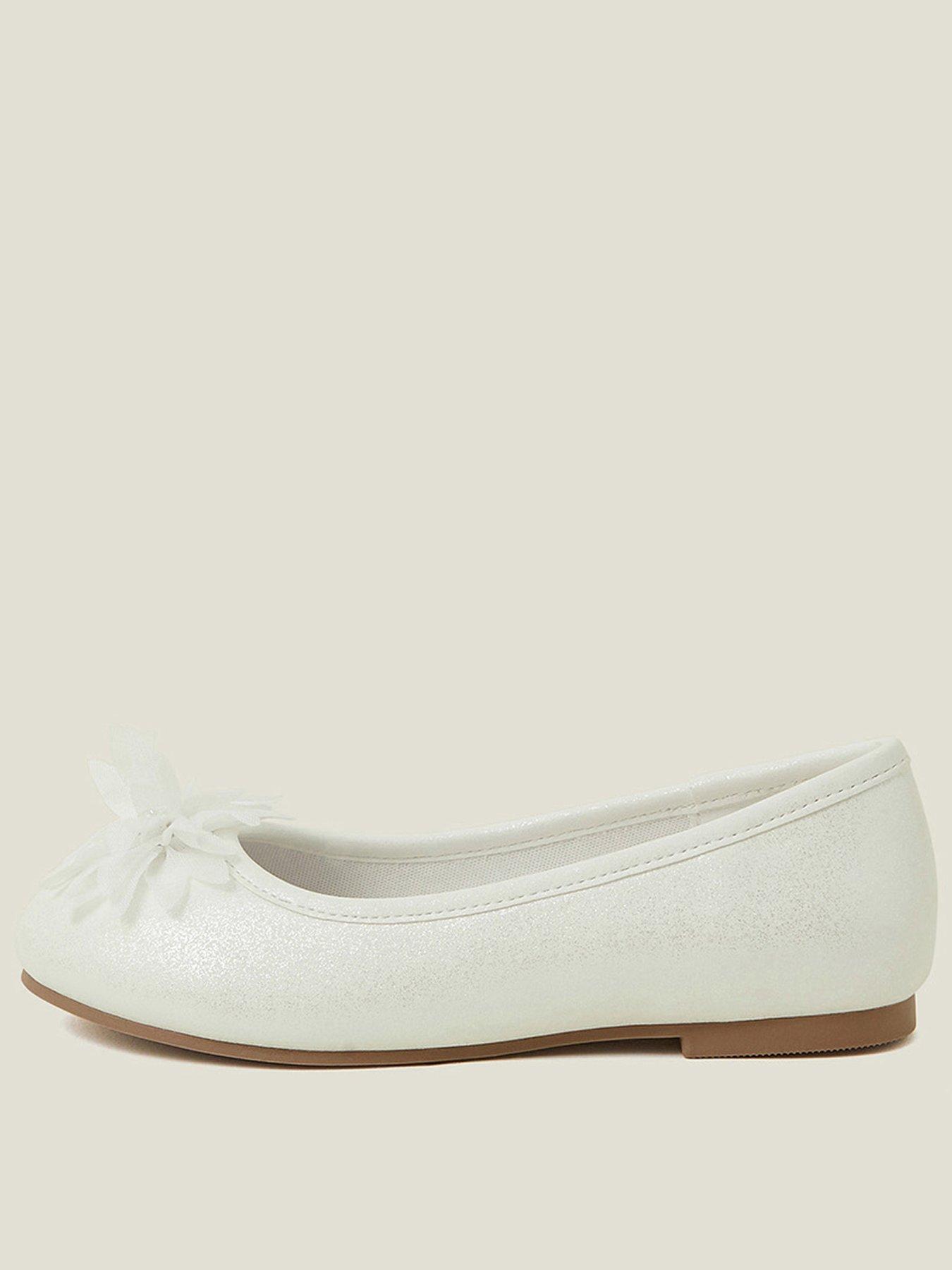 undefined Girls Flower Ballerina Shoes - Light Cream