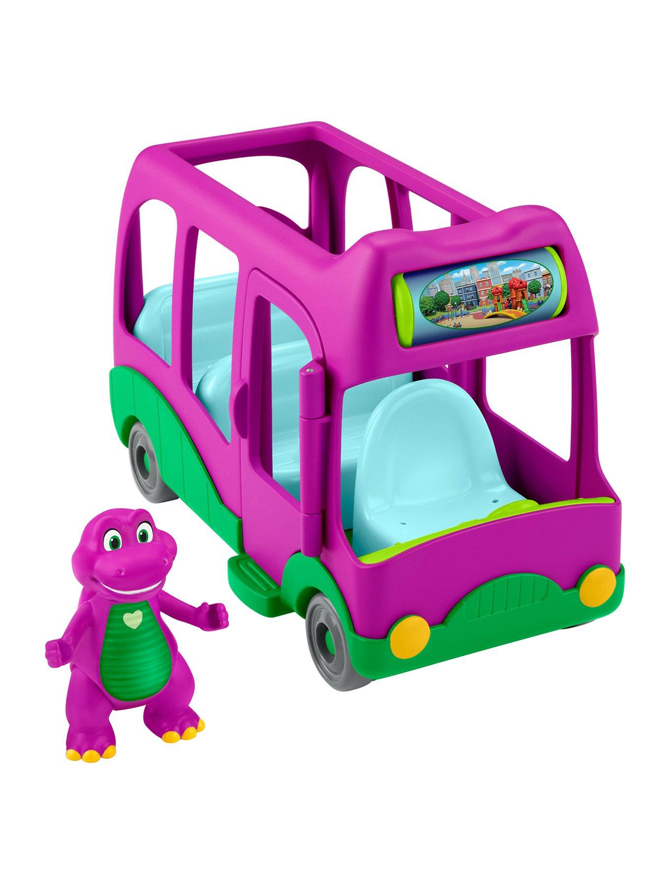 undefined Fisher-Price Barney's World Adventure Bus Push-Along Toy & Barney Figure for Kids, 2 Pieces