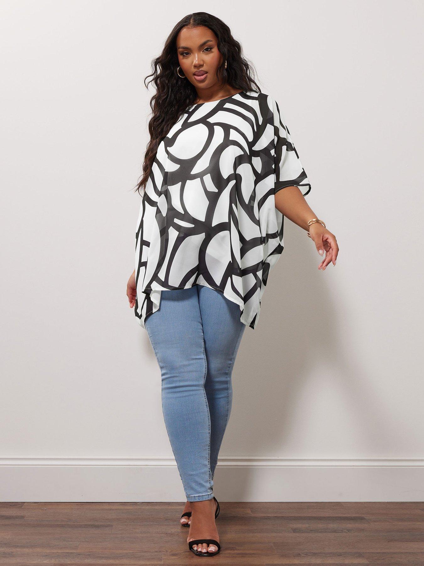 Image 3 of 4 of Yours Curve Mono Geo Cape Top