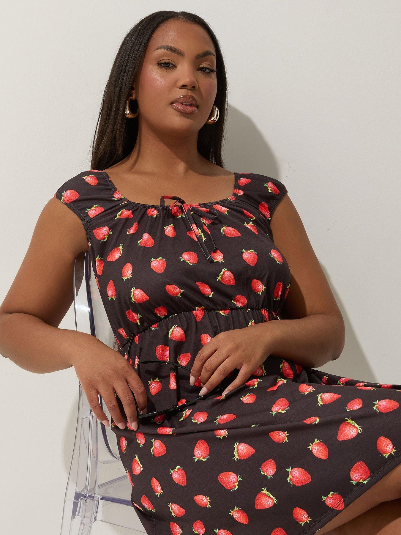 undefined Curve Mini Strawberry Dress - Black