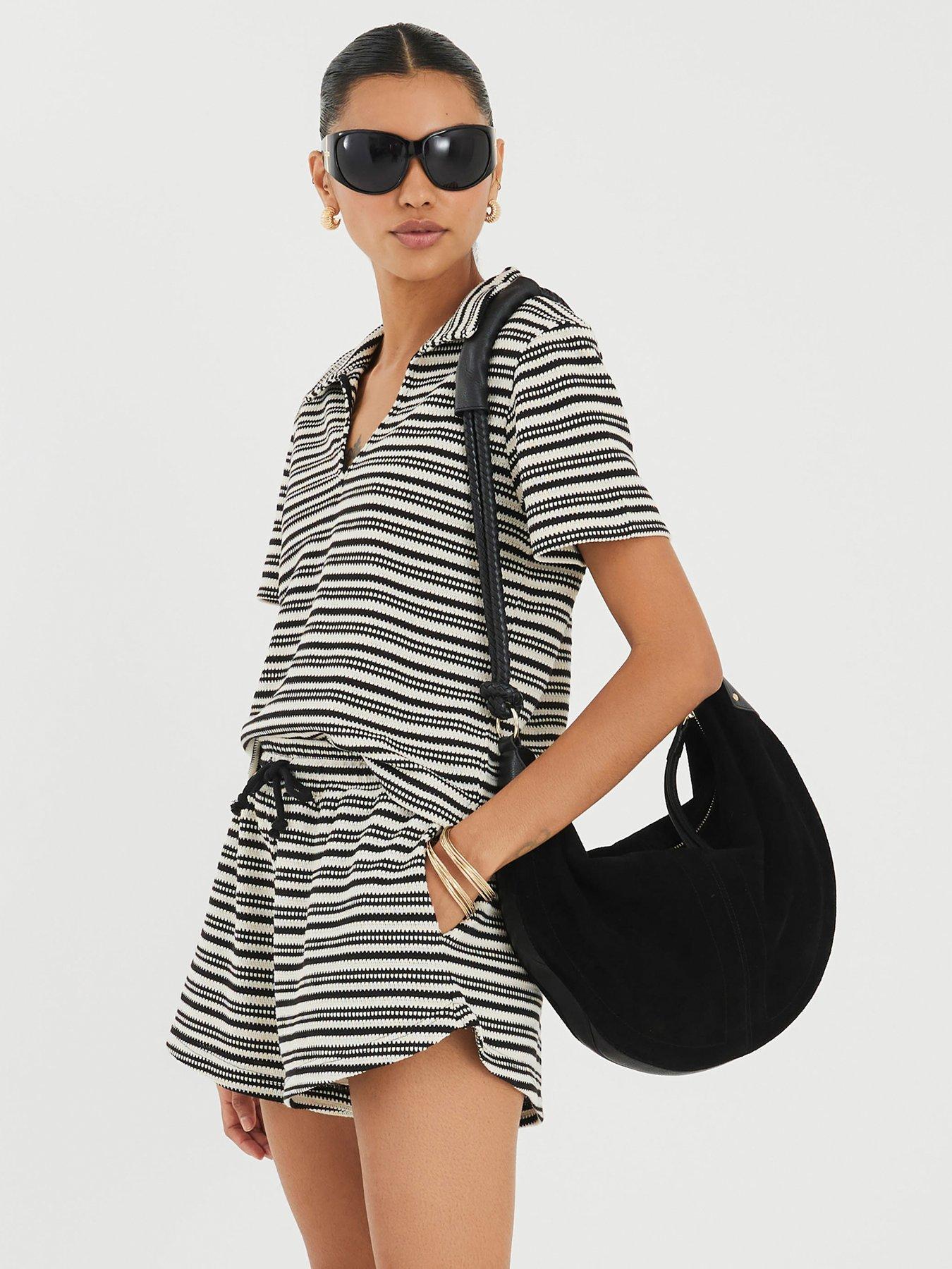 undefined Stripe Shorts - Cream