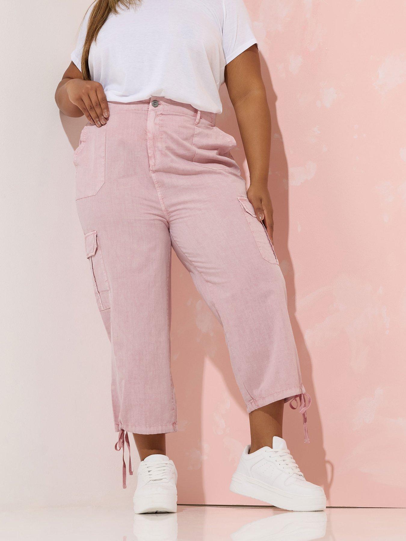 undefined Curve Woven Cargo Crop Trouser - Pink