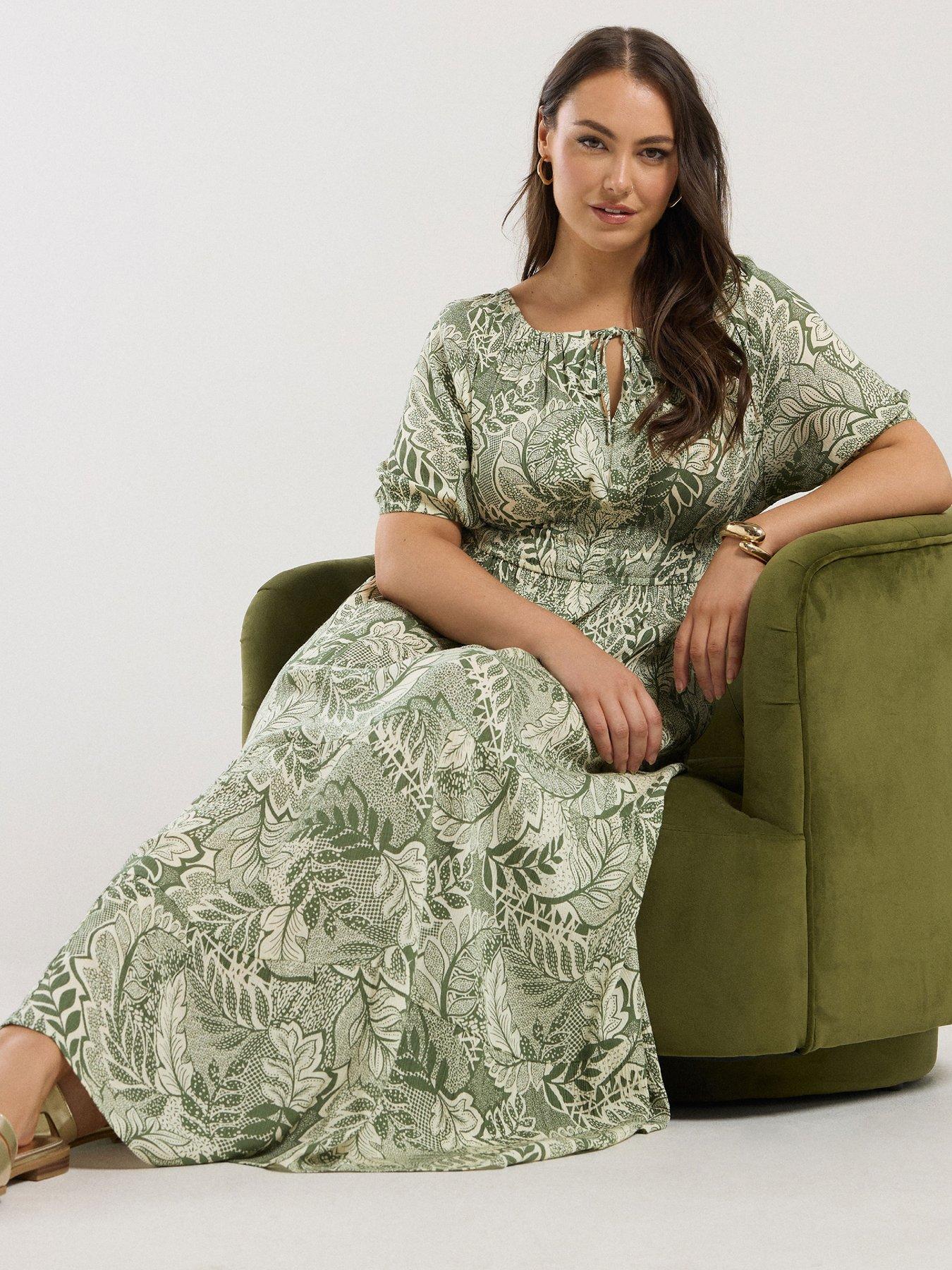 Image 3 of 5 of Yours Curve Gypsy Midaxi Dress - Green