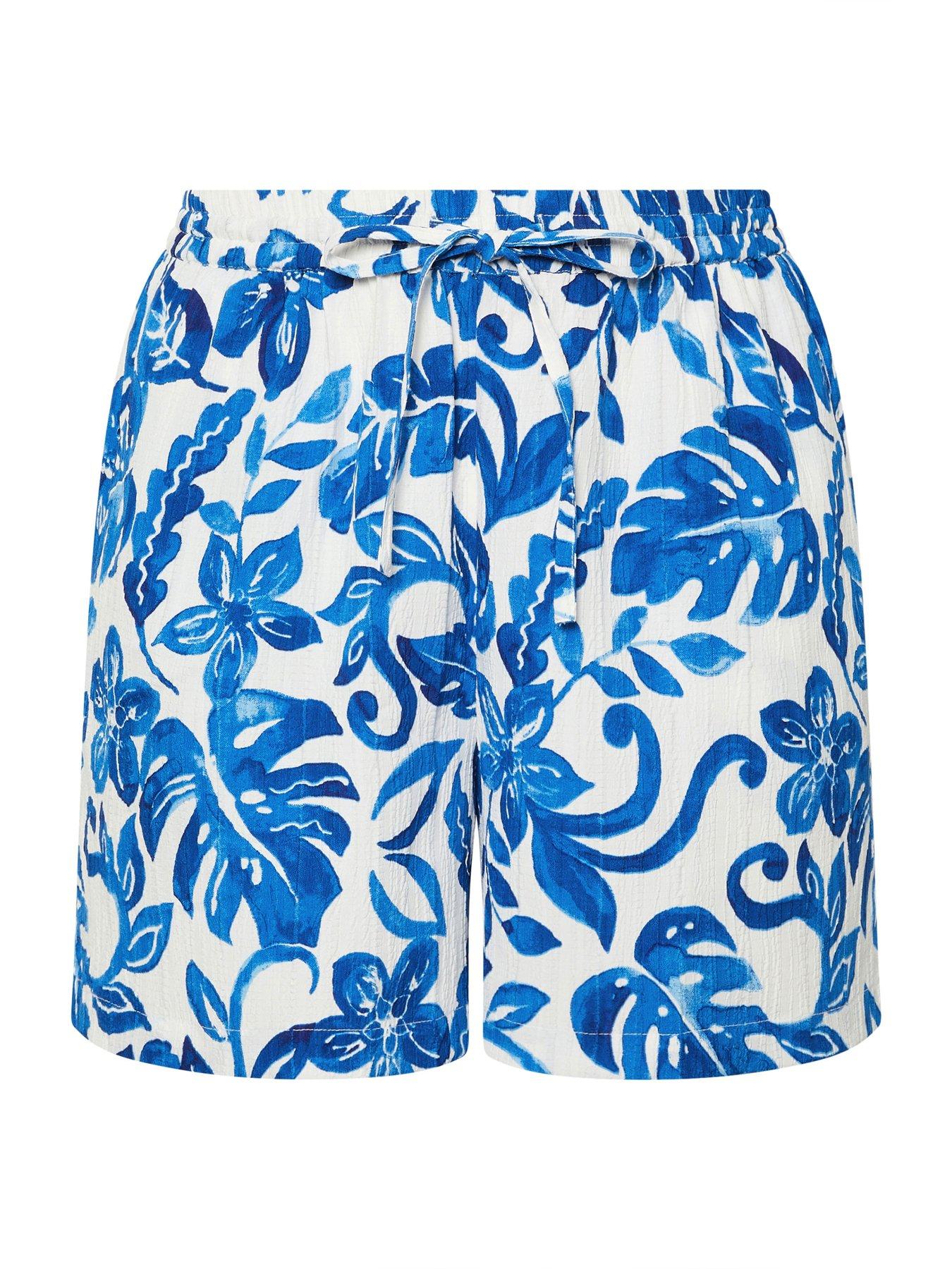 Image 5 of 5 of Yours Curve Textured Drawstring Short - Blue