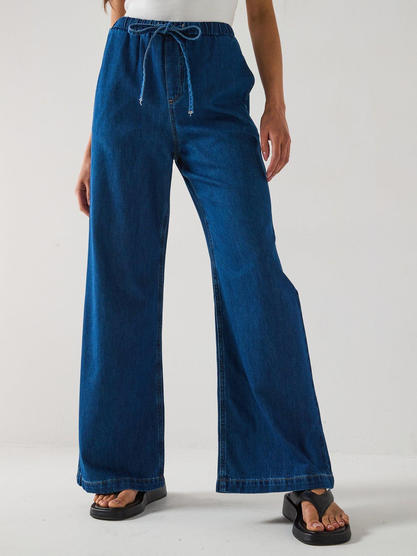 undefined Wide Leg Drawcord Co-Ord Jeans - Dark Wash