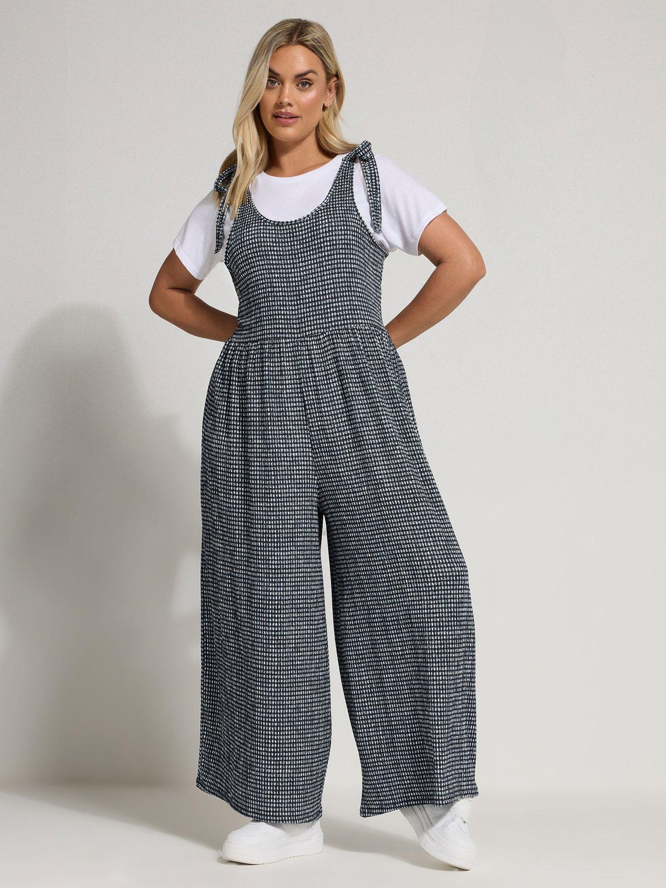 undefined Curve Texture Jumpsuit Gingham - Black