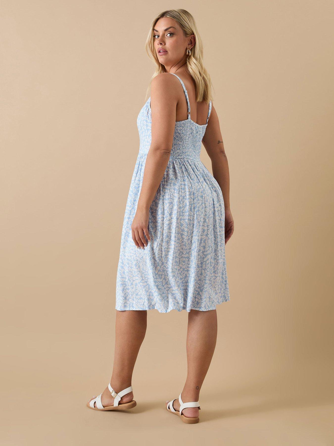 Image 2 of 4 of Yours Curve Strappy Sun Dress - Blue