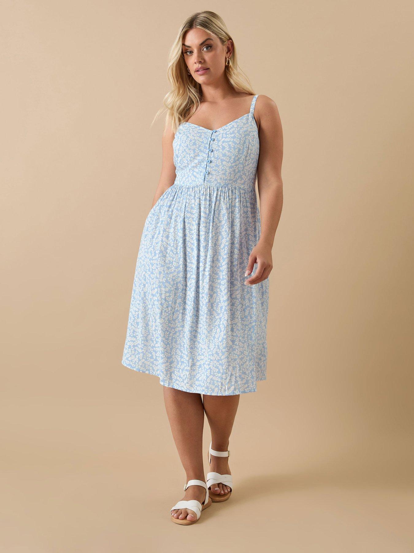 Image 3 of 4 of Yours Curve Strappy Sun Dress - Blue